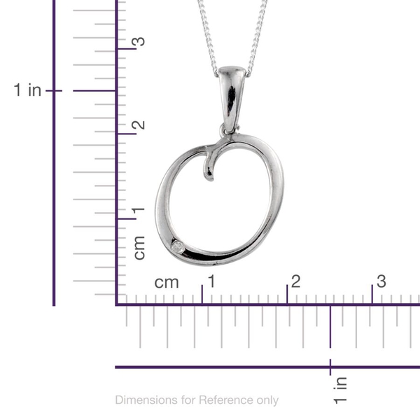 Diamond (Rnd) Initial O Pendant With Chain Platinum Overlay Sterling Silver