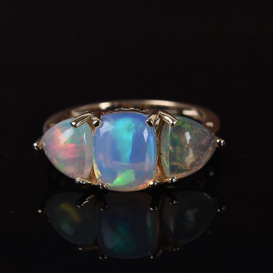 2.75 Ct Ethiopian Welo Opal Trilogy Ring in 9K Gold - M3592931 - TJC