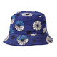 2 Piece Set - Viscose Handbag Floral Matching Stripe Pattern Hat Tote Bag and Zipper Closure (Size:44x12x35Cm) - Blue & White