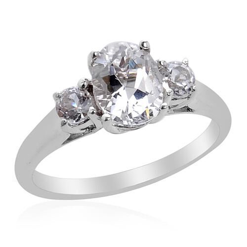 Brazilian Goshenite (1.04 Ct)White Topaz Platinum Overlay Sterling Silver Ring   1.220  Ct.