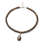 DOD - Yellow Tigers Eye Beads Necklace (Size - 18 with 2 inch Extender) in Silver Tone 239.00 Ct.