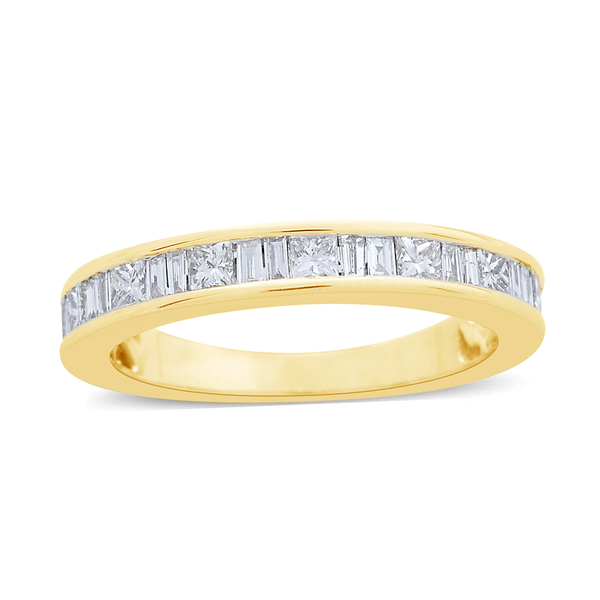 Limited Edition- ILIANA 18K Yellow Gold IGI Certified Diamond (Princess Cut) (SI/G-H) Half Eternity Ring 1.000 Ct.
