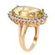 Natural Green Gold Quartz (Ovl 20x10mm), Natural Cambodian Zircon Ring in 14K Gold Overlay Sterling Silver 9.480 Ct.