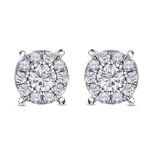 New York Close Out 10K White Gold Diamond (I1-I2/G-H) Stud Earrings with Push Back 0.75 Ct.