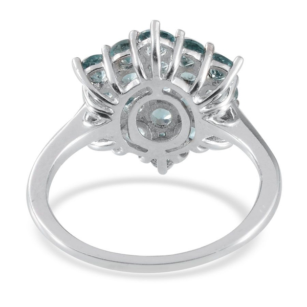 Paraibe Apatite (Rnd) Cluster Ring in Platinum Overlay Sterling Silver 2.000 Ct.
