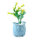 Home Decor - Set of 3 - Artificial Mini Plants in Ceramic Owl Pots (Size 6x4.5 Cm) - Blue, White and Green