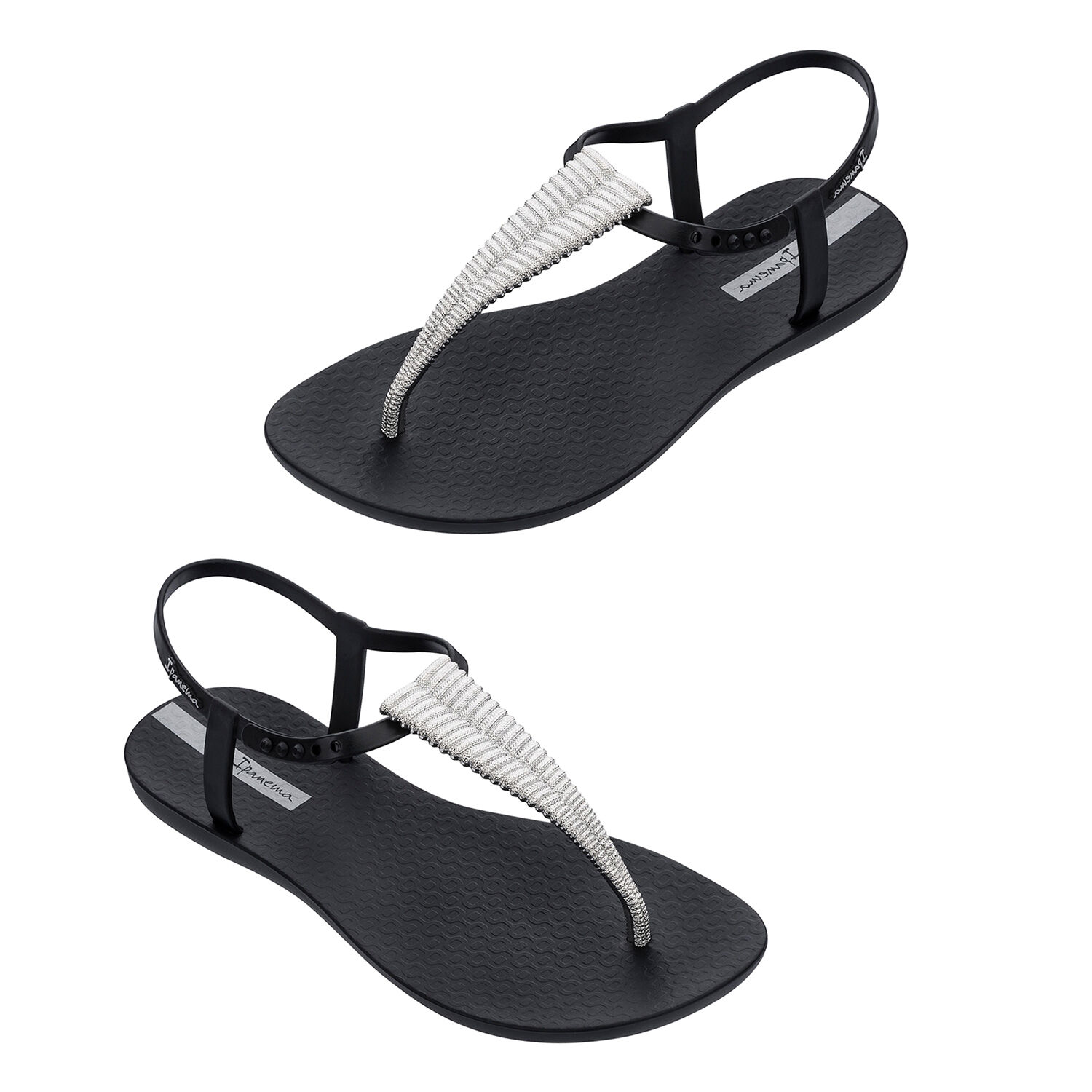Ipanema Class Toe Post Sandal with T-bar Strap - Chrome Black