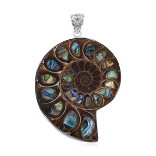 Royal Bali Collection Ammonite and Abalone Shell Pendant in Sterling Silver