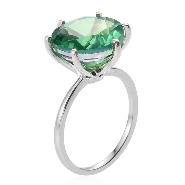 Peacock Quartz (Rnd) Solitaire Ring in Platinum Overlay Sterling Silver 9.000 Ct.