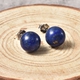Lapis Lazuli (Rnd) Stud Earrings (with Push Back) in Rhodium Overlay Sterling Silver 8.00 Ct.