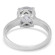 Moissanite Round Solitaire 100 Faceted Ring in Rhodium Overlay Sterling Silver