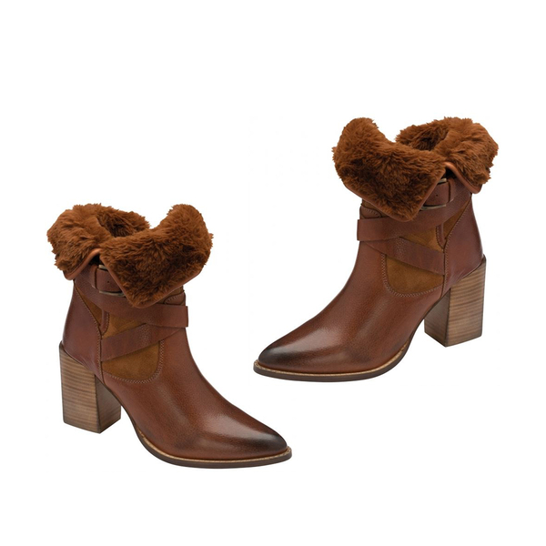 Ravel Santiago Leather Mid-Calf Boots with Buckle Details