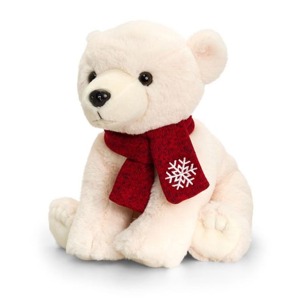 Keel Toys - Cream Colour Polar Bear with Red Colour Scarf (Size 25 Cm)