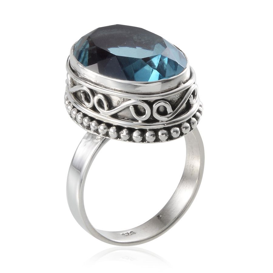 Jewels of India River Quartz (Ovl) Solitaire Ring in Sterling Silver 14.470 Ct.