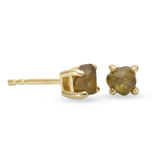 9K Yellow Gold Natural Yellow Diamond Stud Earrings (with Push Back) 1.00 Ct.