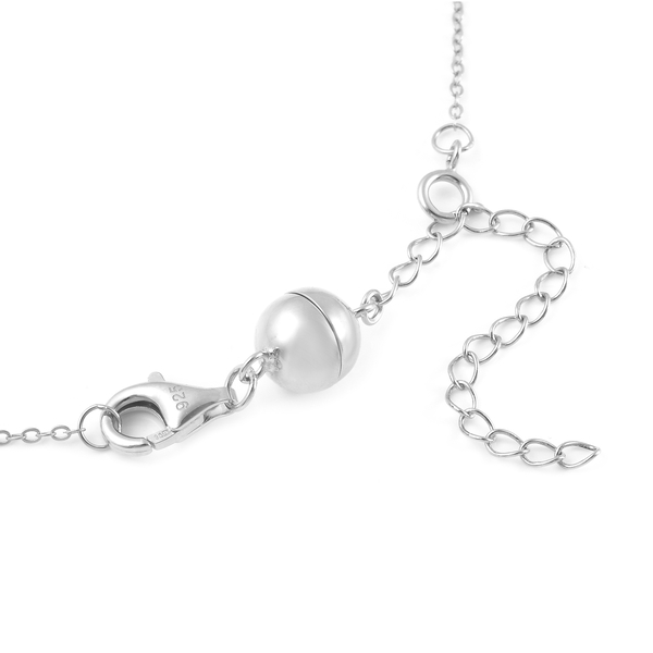 Rhodium Overlay Sterling Silver Magnetic Lock (Size 8 mm) with Lobster Clasp (Size 11 mm)