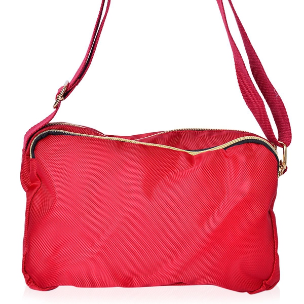 Red Colour Multi Pocket Waterproof Crossbody Bag with Adjustable Shoulder Strap (Size 25X17X8 Cm)