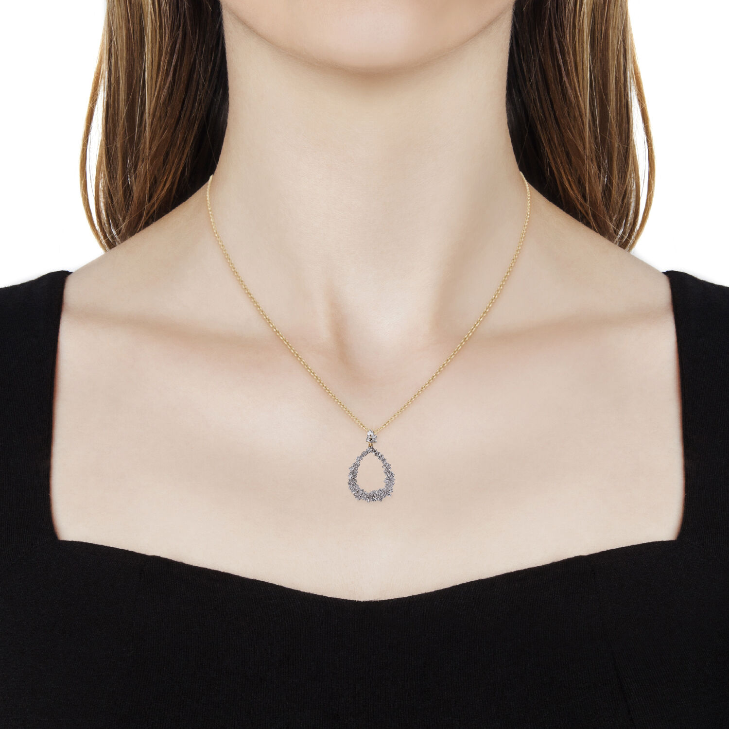GP - Natural Diamond & Blue Sapphire Pendant with Chain (Size 20) in 18K Vermeil Yellow Gold Plated Sterling Silver 0.54 Ct.