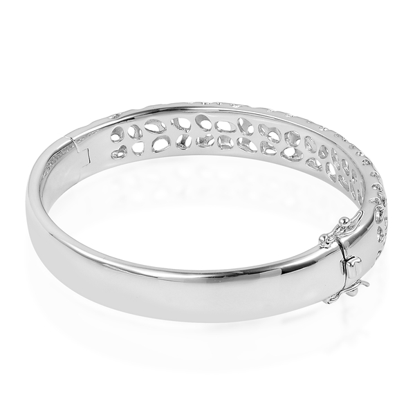 RACHEL GALLEY Rhodium Plated Sterling Silver Lattice Bangle  Silver wt 38.00 Gms Size 7.5 Inch.