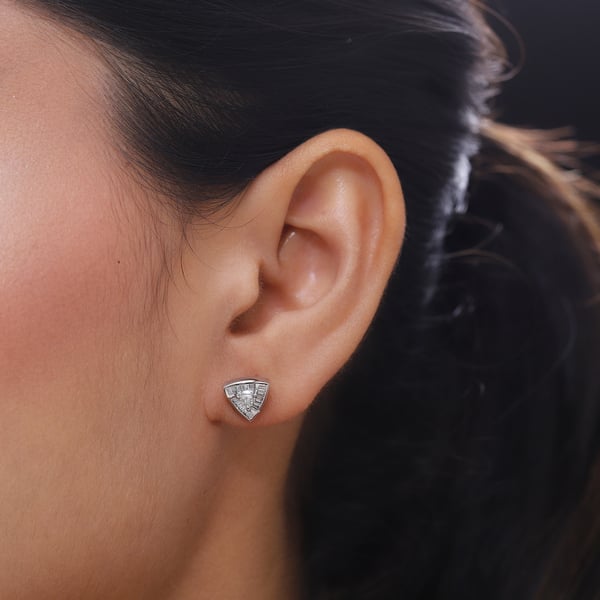 RHAPSODY 950 Platinum IGI Certified Diamond (VS/E-F) Stud Earrings (with Screw Back) 0.50 Ct.