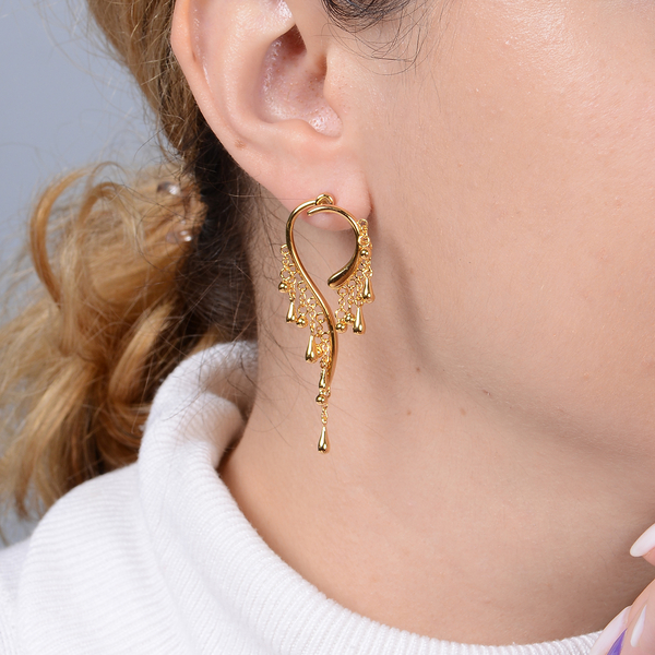 LucyQ Drip Collection - 2 in 1 Yellow Gold Overlay Sterling Silver Earrings (with Push Back)