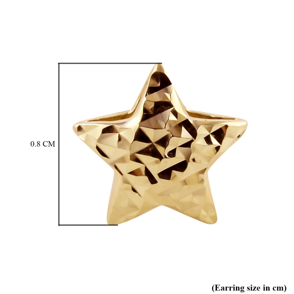 Royal Bali Collection - 9K Yellow Gold Star Stud Earrings with Push Back