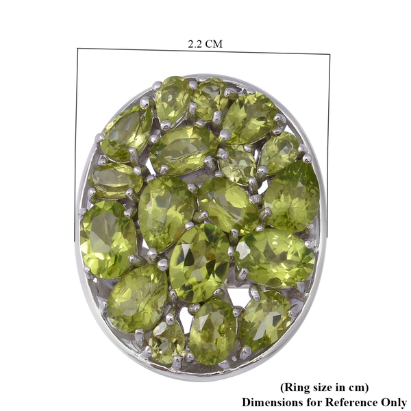 Hebei Peridot Cluster Ring in Rhodium Overlay Sterling Silver 8.05 Ct, Silver Wt. 6.00 Gms