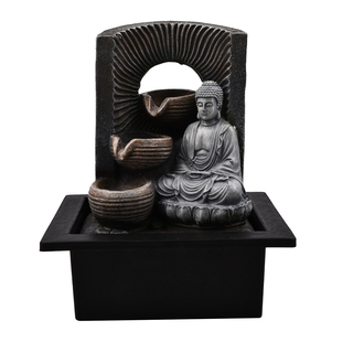 Lesser & Pavey Decorative Accents Buddha Water Fountain with LED Lighting in Bottom Layer (Size 20x1
