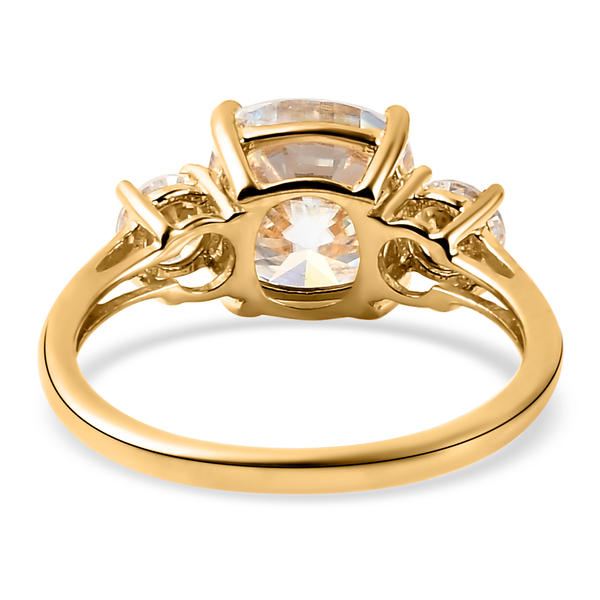 Moissanite Trilogy Ring in 14K Gold Overlay Sterling Silver 2.79 Ct.
