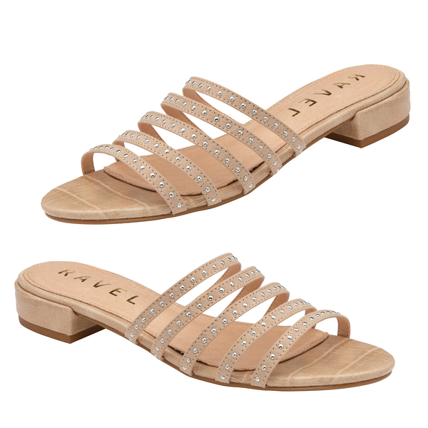 Ravel Alena Womens Slip On Sandals with Studded Straps in Beige (Size 3)