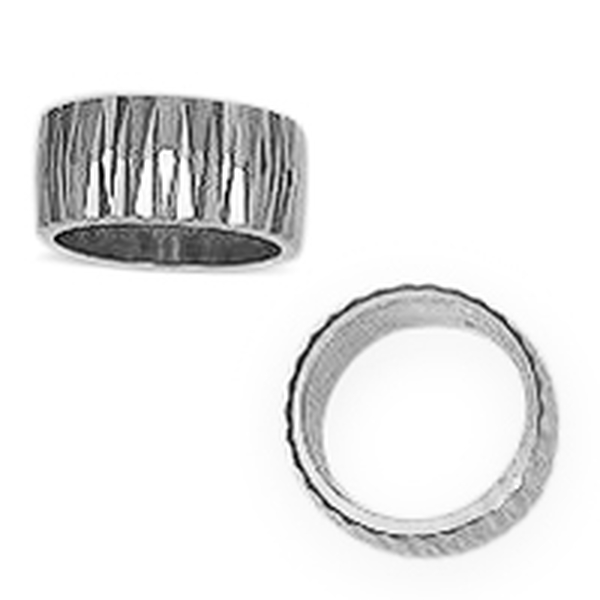 Designer Inspired-Rhodium Plated Sterling Silver Diamond Cut Band Ring, Silver wt. 5.58 Gms.