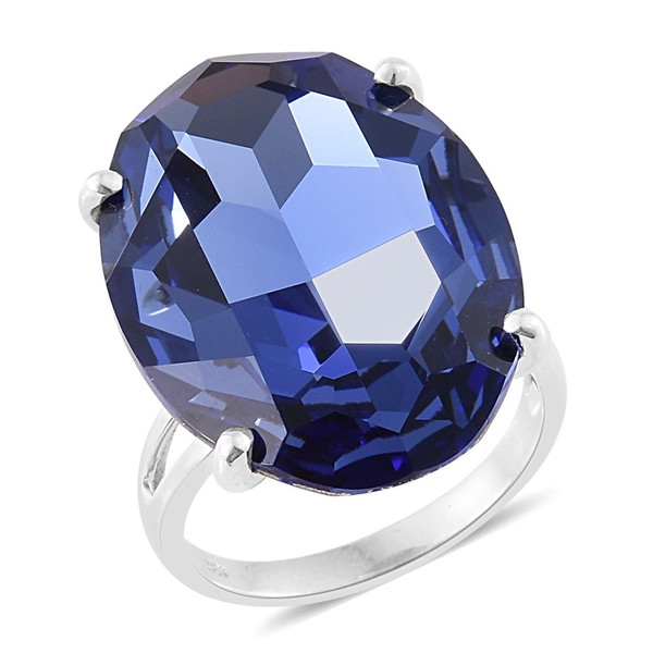 Lustro Stella  - Tanzanite Colour Crystal Ring in Platinum Overlay Sterling Silver