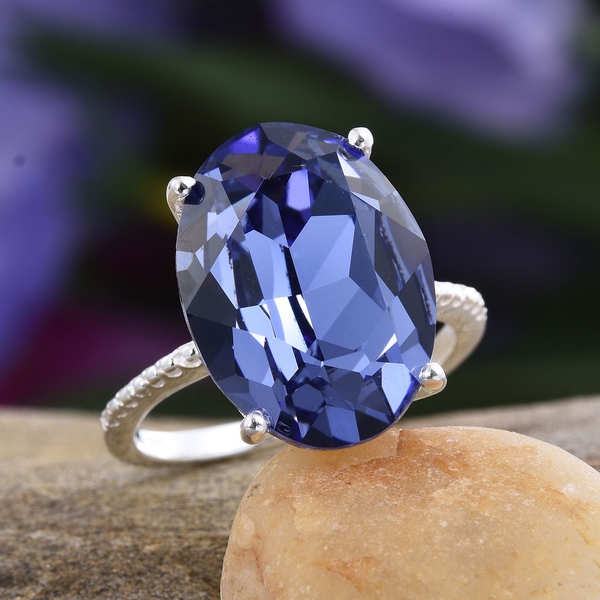 - Tanzanite Colour Crystal (Ovl) Ring in Sterling Silver