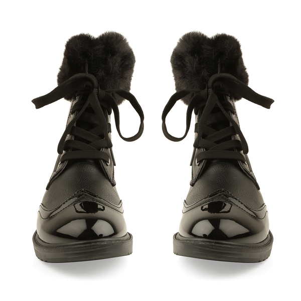 Warm Faux Fur Ankle Boots (Size 4) - Black