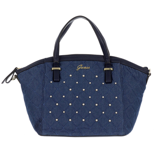 GUESS Kailey Satchel Handbag with Handle Drop & Shoulder Strap (Size 26x25x15 Cm) - Navy