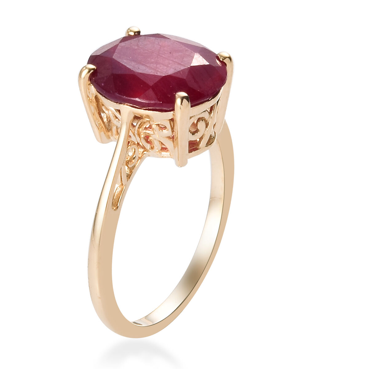 9K Yellow Gold AA African Ruby Ring  7.290 Ct,