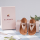 LA MAREY Open Toe Flat Women Sandals with Loop Strap (Size 3) - Rose Gold