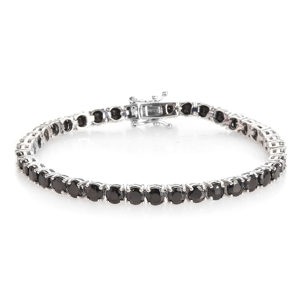 7.25 Ct Shungite Tennis Bracelet in Platinum Plated Sterling Silver 8.71 Grams 7 Inch