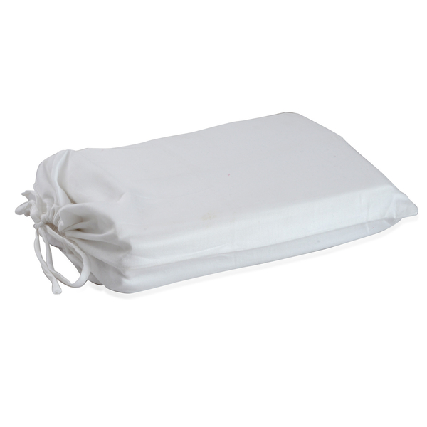 100% Cotton White Colour Double Fitted Sheet (Size 190x135 Cm) and Two Pillow Cases (Size 75x50 Cm)