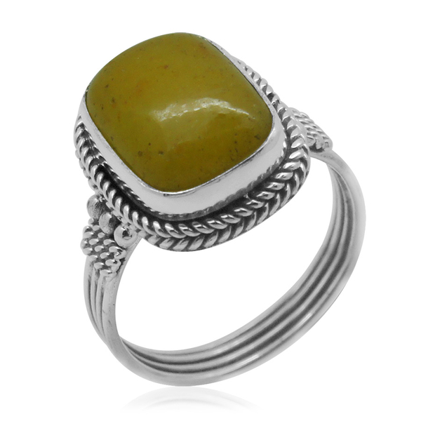 Royal Bali Collection Yellow Jade (Cush) Ring in Sterling Silver 11.260 Ct.
