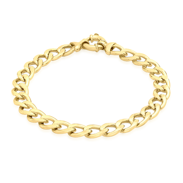 Close Out Deal Italian 9K Y Gold Large Flat Curb Bracelet (Size 8), Gold Wt 9.91 Gms.