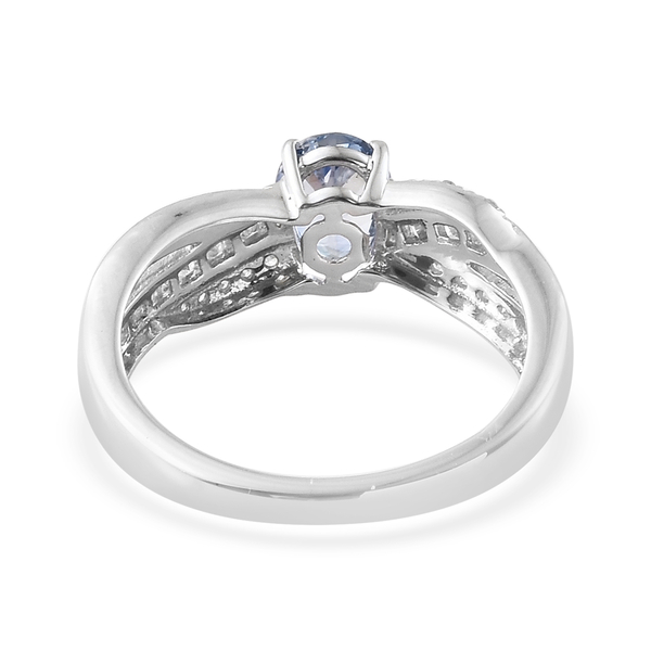 9K White Gold AA Royal Ceylon Sapphire (Ovl), Diamond Ring 1.150 Ct.