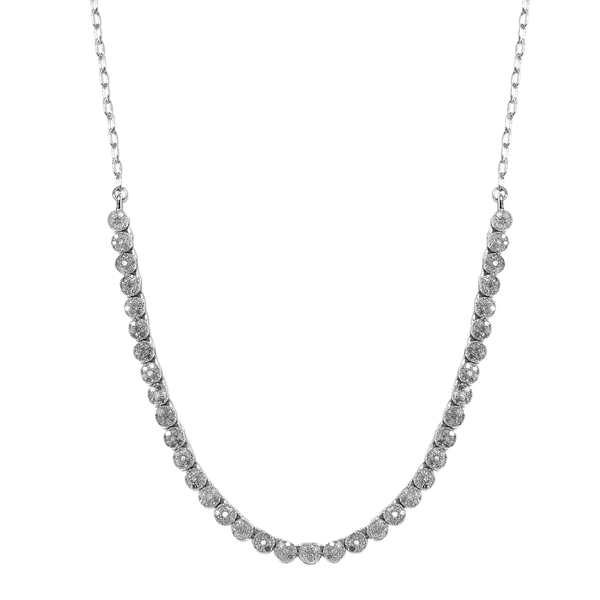 Diamond Necklace (Size - 18) in Platinum Overlay Sterling Silver 1.33 Ct, Silver Wt. 8.13 Gms