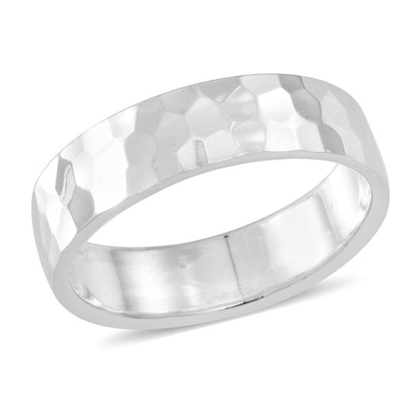 Thai Rhodium Plated Sterling Silver Diamond Cut Band Ring, Silver wt 5.20 Gms.