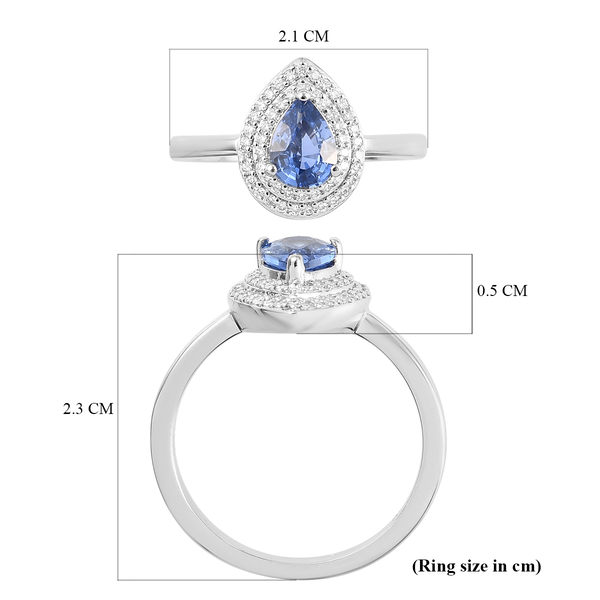 RHAPSODY 950 Platinum AAAA Ceylon Sapphire and Diamond (VS/D-F) Ring 0.91 Ct.