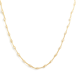 Italian Made Cubic Zirconia Station Necklace in 9K Gold 18 Inch