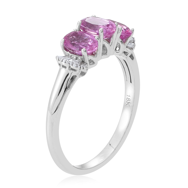 ILIANA 18K White Gold Pink Sapphire (Ovl), Diamond (SI G-H) Ring 1.750 Ct.
