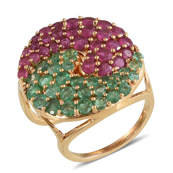 African Ruby (Rnd), Brazilian Sakota Emerald Ring Set in 14K Gold Overlay Sterling Silver 5.750 Ct.