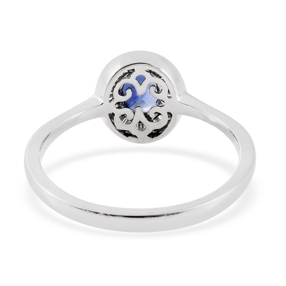 RHAPSODY 950 Platinum AAAA Ceylon Blue Sapphire (Ovl 1.02 Ct), Diamond (VS/E-F) Ring 1.250 Ct.