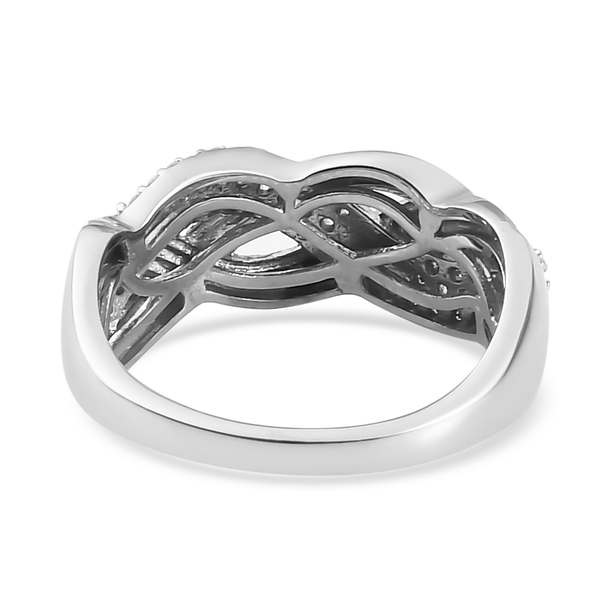Lustro Stella Platinum Overlay Sterling Silver Criss Cross Ring Made with Finest CZ